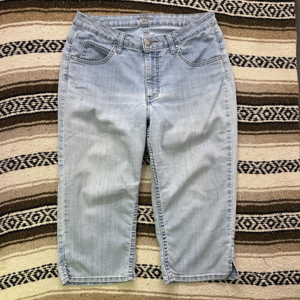 Women's Vintage Y2K Lee Riders Western Blue Denim Capri Jeans Pants Sz 32 X 18